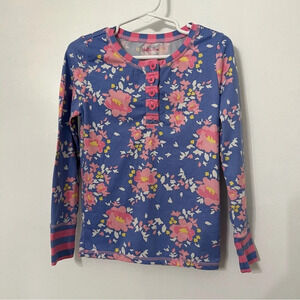 Matilda Jane Size 6 floral blue and pink long sleeve pajama top shirt